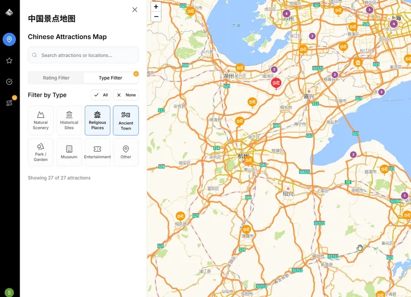 Map of attractions