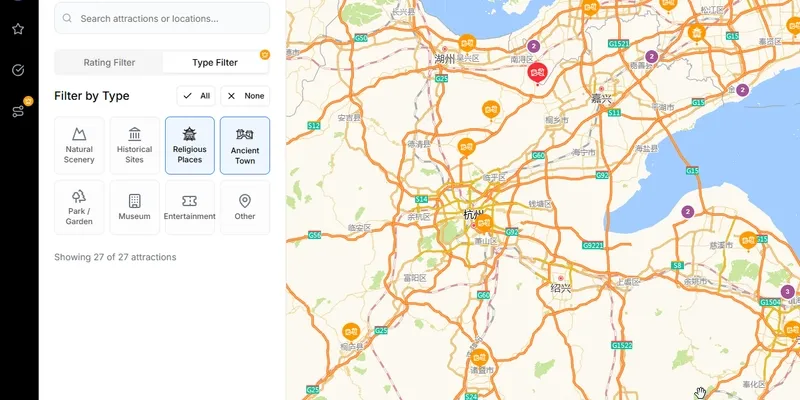 Map of attractions